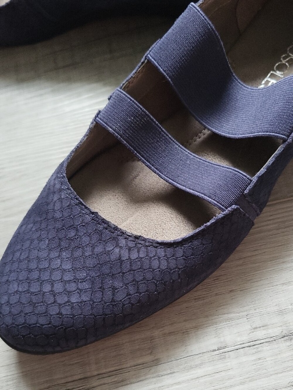 Aerosoles Navy Textured Mary Jane Flats with Dual Elastic Straps - Picture 8 of 10